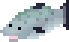a smiling pixel art salmon