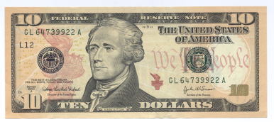 an American ten dollar bill